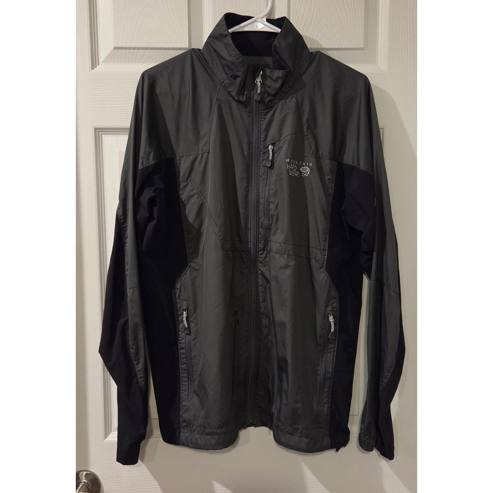 Mountain Hardwear Men's L‎ Lightweight Shell Jacket Gray Black Full Zip Outdoor